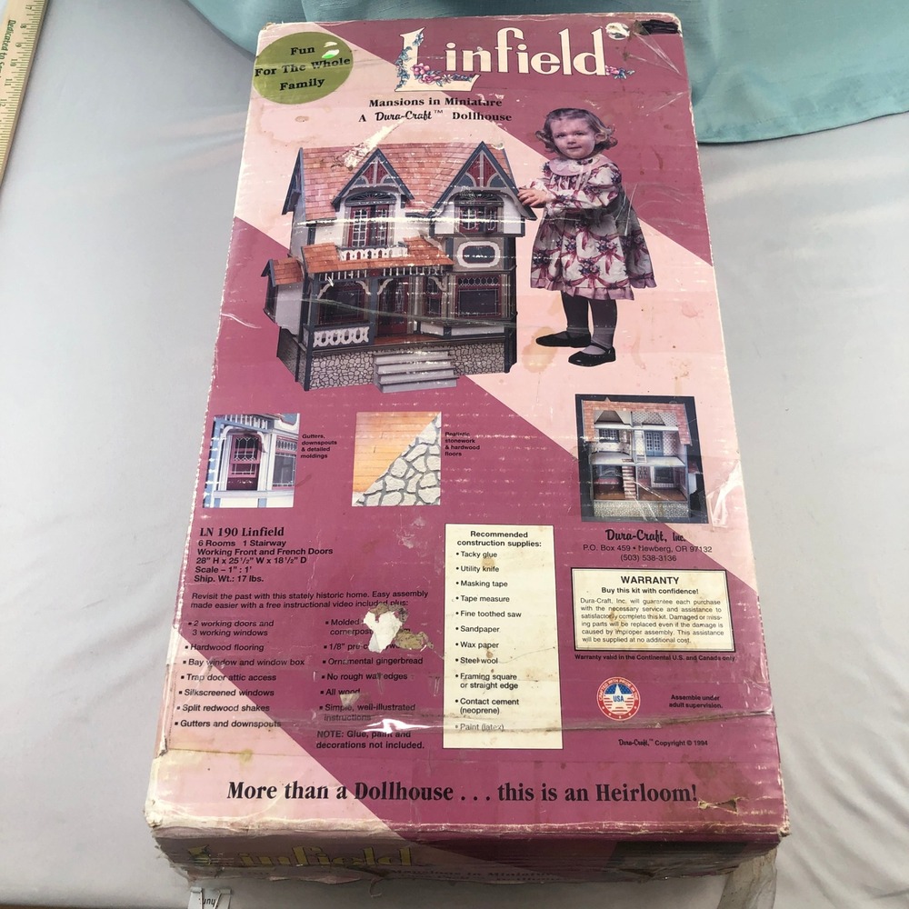 VTG DuraCraft Linfield LN 190 Mansions in Miniature Wood Dollhouse Kit Open Box